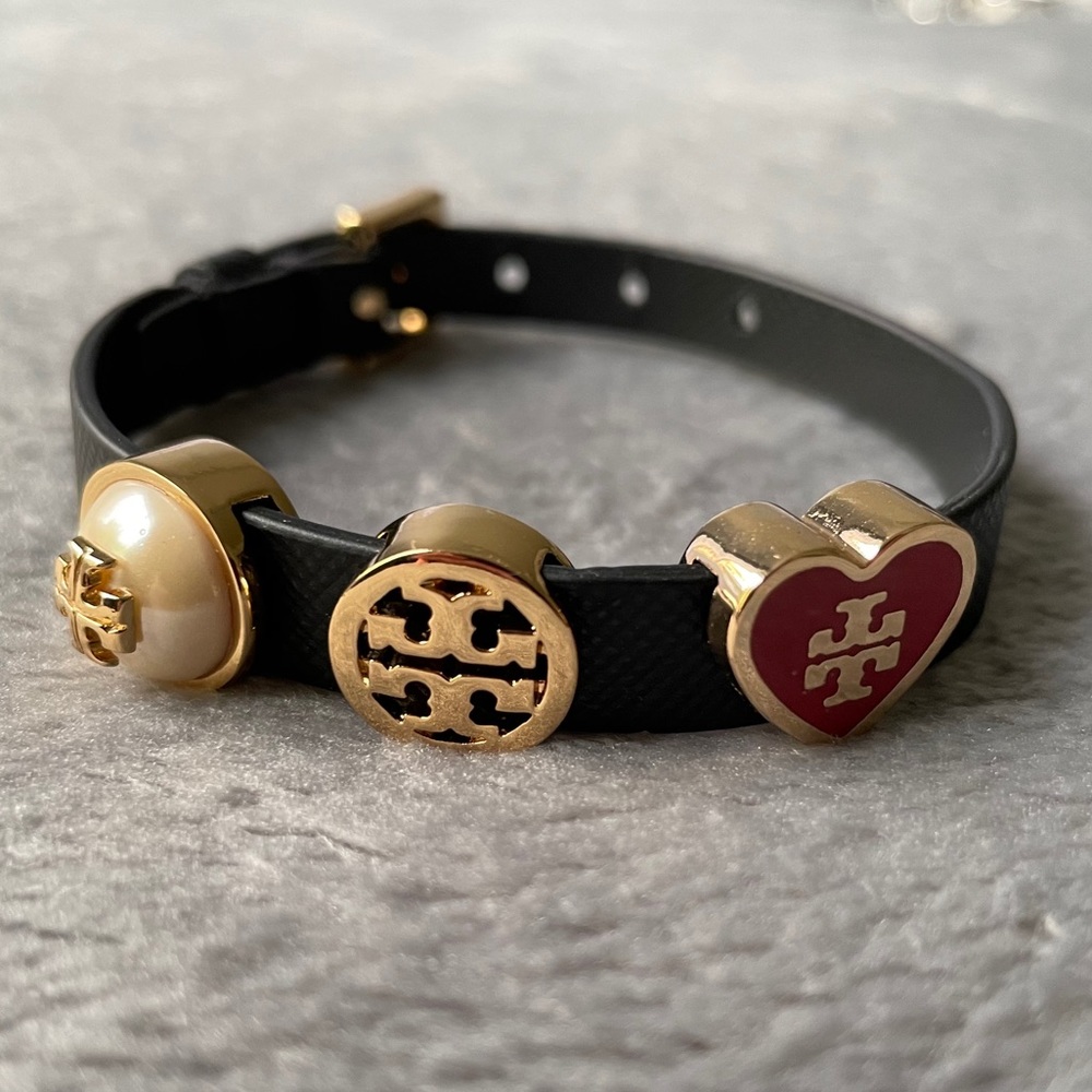 Tory Burch Leather Bracelet Black NWOT Adjustable